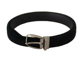 Dolce & Gabbana Black Classic Velvet Silver Tone Metal Buckle Belt -   -  Dolce & Gabbana.